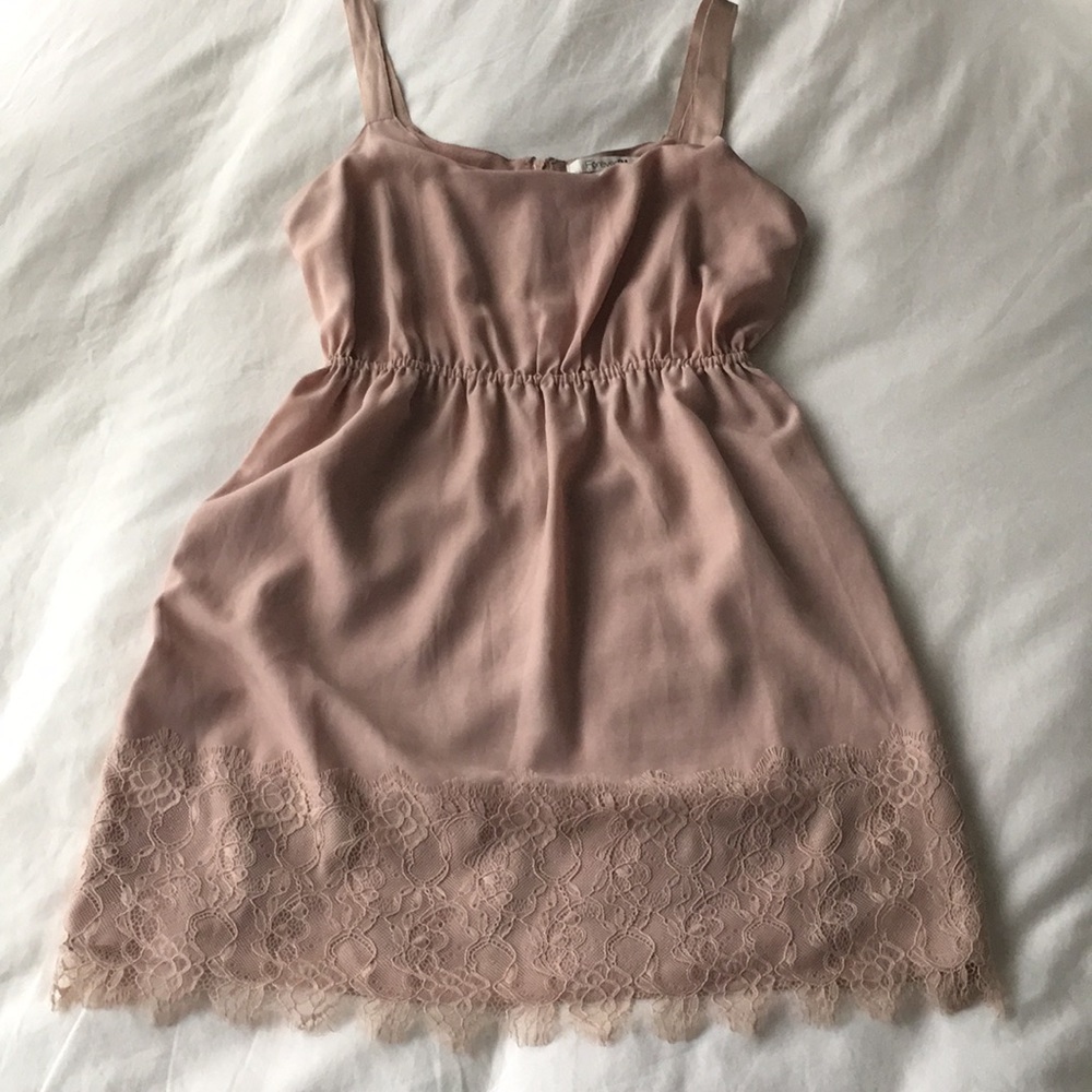 Dusty Blush Dress with Eyelash Lace Trim